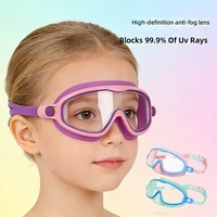 Lunettes de natation et de plongée pour enfants à grande monture avec couvre-nez, lentille PC haute définition, protection oculaire en silicone étanche et anti-buée pour garçons