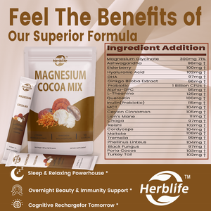 Mezcla de Cacao Caliente con Magnesio y Ashwagandha, Suplementos Naturales para Relajar el Estado de Ánimo y Calmar la Mente, a Base de Plantas, Keto, Halal, Haccp OEM - Product Image 3