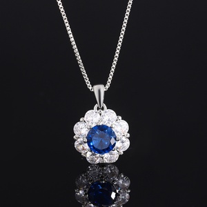 High Quality Eco-friendly Copper Round Cut 7-6mm Dark Blue Cubic Zirconia Minimalist Style Jewelry Set for Women - Product Image 4