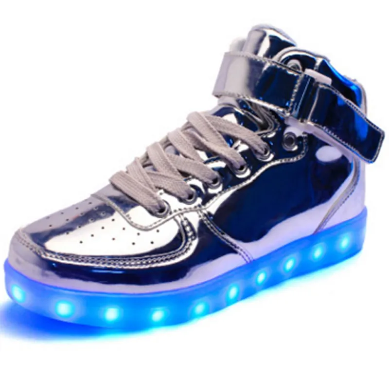 Factory Price High Top Led Light Shoes Usb Port Rechargeable Battery 7 Colour Led Light For Sports Running And Dancing