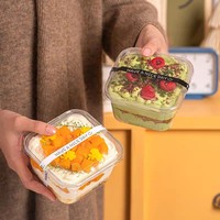Grande boîte à tiramisu en acrylique, conteneur à tiramisu en plastique transparent, boîte à gâteau pour aliments et desserts gélifiés