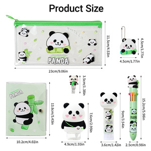 Bộ văn phòng phẩm sinh viên: máy tính xách tay lá lỏng lẻo, hộp bút chì, keo rắn, băng chỉnh sửa, bút trung tính, nhãn tên & clipbag pha lê - Product Image 2