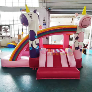 Château gonflable commercial à thème licorne, toboggan gonflable pour enfants, vente en gros - Product Image 1