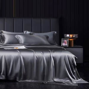 Vente flash : Parure de lit en soie 100% naturelle, anti-âge, en soie de mûrier, 4 pièces, draps en soie - Product Image 2