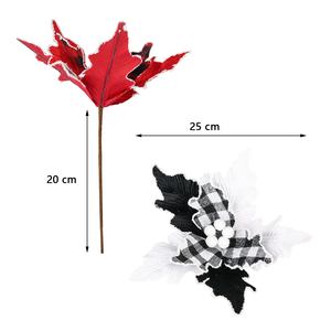 Têtes de fleurs de poinsettia artificielles de luxe à paillettes pour l'arrangement de couronnes de Noël et décorations de fêtes, poinsettia rouge, directement de l'usine - Product Image 4