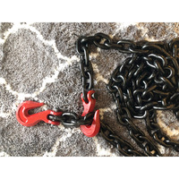Chaîne de transport G80 3/8" Grade 80 noire soudée, chaîne de remorquage robuste avec crochets de levage à fourche G70