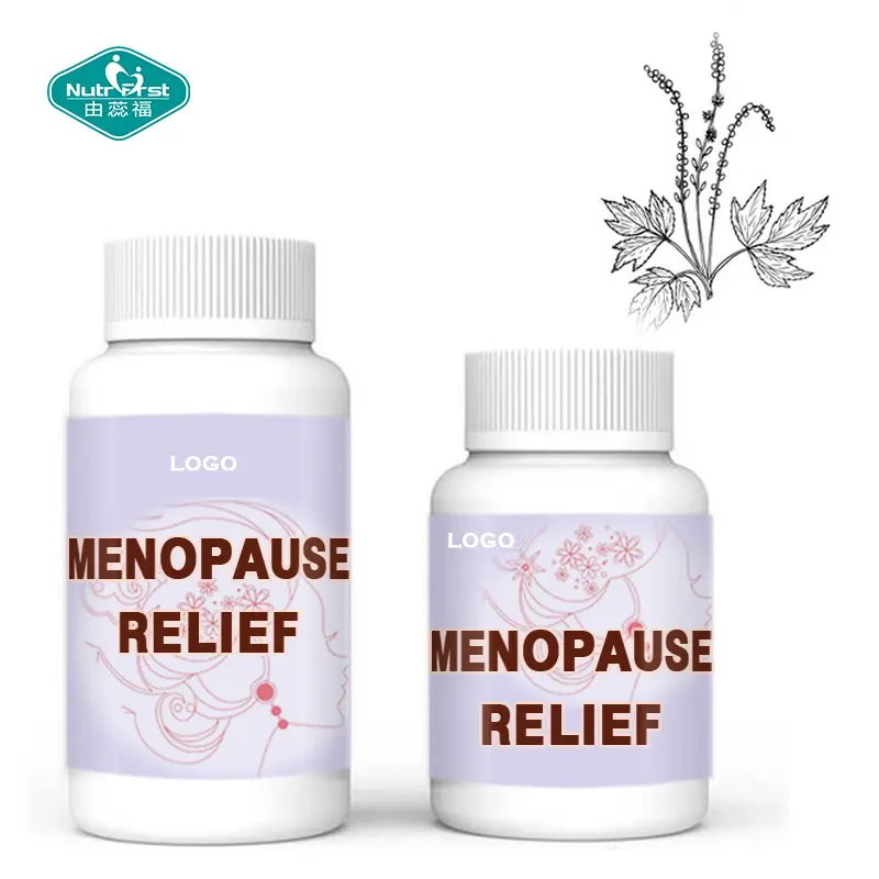 Nutrifirst Etiqueta Privada equilibrio de estrógenos mujeres cuerpo estado de ánimo salud hierba extracto cápsula para el alivio de los síntomas de la menopausia