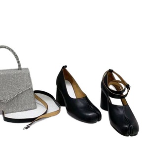 Women's Split-Toe Pig Hoof Shoes Ladies <b>Block</b> Heel Pumps Elastic Band Niche-Designed Horseshoe Quality High Heels - Product Image 5