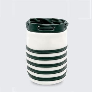 White And Green PU <b>Golf</b> Bucket Bag With Drawstring Top Portable Outdoor Sports Storage Container Custom <b>Golf</b> Pouch Bag - Product Image 1