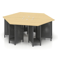 Meuble de laboratoire Bureau d'ordinateur à cadre en bois Table à écran rabattable intelligente Bureau d'ordinateur avec support CPU et tiroir
