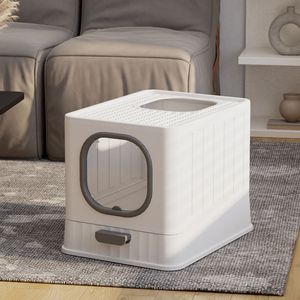 <b>Cat</b> <b>Litter</b> Box Square 65L Plastic Fully Enclosed Odor Control Easy Clean For <b>Cats</b> - Product Image 4