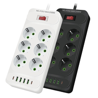 Multiprise EU avec cordon d'extension de 2 m, prise électrique intelligente USB 16A, protection contre les surtensions, filtre réseau, en plastique, usage commercial
