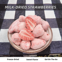 Fraises lyophilisées artisanales super délicieuses, fraîchement préparées, saveur lait sucré, produit phare des influenceurs, vente en gros directe usine
