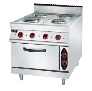 商業用コンビネーションオーブン電気4加熱プレートクッカークッキングレンジストーブ、オーブンCE承認ビルトインオーブン付き
