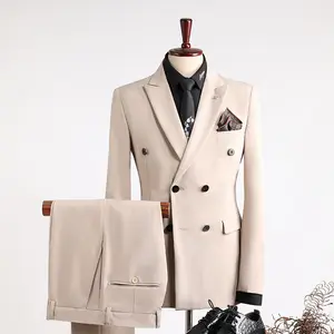2024 Extreme Latest Wedding Coat Pant Design Worsted Tuxedo Italian Men's Suits Men Suits 3 Pieces Double Breasted