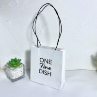 Sac en papier kraft blanc biodégradable et écologique pour aliments et vêtements, poignée longue, recyclable, emballage de luxe