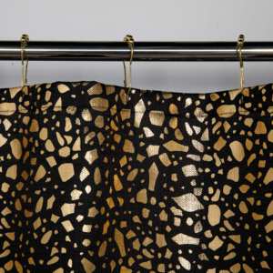 Hiện đại cổ điển sang trọng phòng tắm vòi sen Rèm kim loại lá vàng in Linen cái nhìn có thể giặt Polyester Vải với 12 móc kim loại - Product Image 2