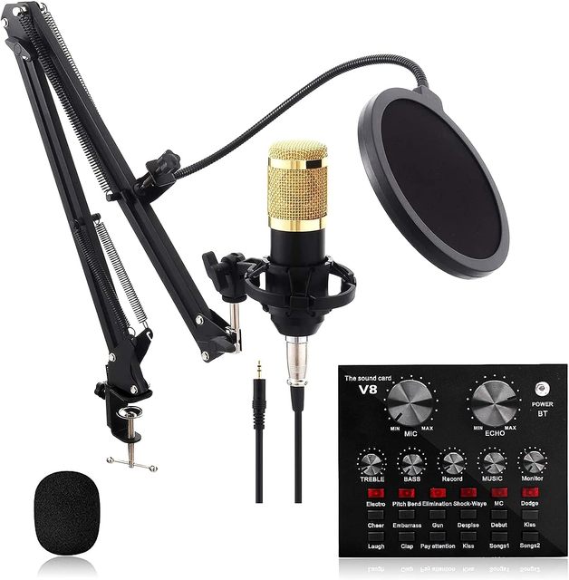Bm800 Sound Card Upgrade High Quality Studio Microphone Kit Family Concert Condenser Recording Wired Condenser Microphone Kit