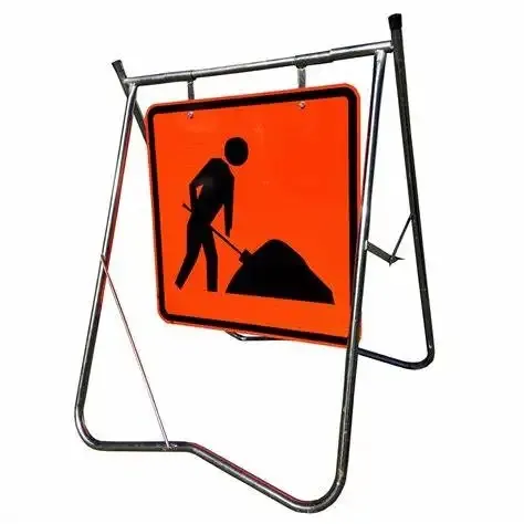 Custom portable traffic stand signs aluminum warning road construction work signs men at work frame sign