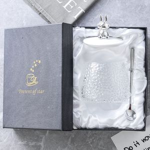 Tasse en verre créative en forme de lapin mignon avec paille, mug à café de bureau avec couvercle et cuillère pour la maison ou le bureau, idéal pour les jus - Product Image 6