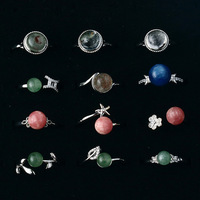 Anneau de perle de plaquette bleue, anneaux de cristal, pierre naturelle, cristaux Vintage de bonne qualité, anneaux de guérison