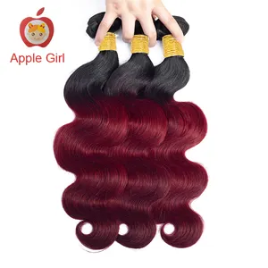 1B/99J Burgunder Body Wave Echthaar Remy Nerz Brasilia nische Haar bündel, Großhandels preis Red Virgin Cuticle Aligned Hair Bundles