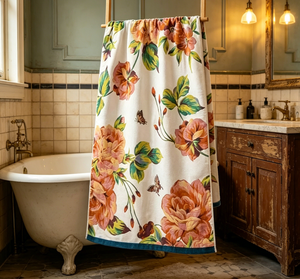 [Chuchotements de Papillons Parmi les Fleurs] Serviette de Bain en Gaze de Coton Pur Moderne et Écologique avec Motif Floral pour Usage Domestique - 80x160cm - Product Image 4