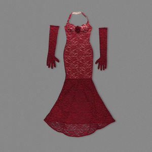 SB3005 Bodenlange Meerjungfrau-Abendkleid für Formelle Anlässe Rotes Kleid Maxi-Spitzenkleid Dehnbar Neckholder Ärmellos - Product Image 3