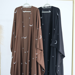 Última <span class=keywords><strong>Moda</strong></span> en Cárdigans, <span class=keywords><strong>Ropa</strong></span> Islámica Moderna, Bordado de Luna, Abaya Abierta, <span class=keywords><strong>Ropa</strong></span> de <span class=keywords><strong>Moda</strong></span> Turca, Lujosa Abaya de Dubái - Product Image 4