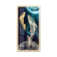 Grande décoration murale LED peinture de baleine verre trempé cristal porcelaine lumière LED peinture d'art mural