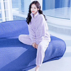 <span class=keywords><strong>Abbigliamento</strong></span> da notte da <span class=keywords><strong>donna</strong></span> nuovo set da due pezzi in velluto corallo invernale, <span class=keywords><strong>abbigliamento</strong></span> da casa caldo a maniche lunghe casual spesso e felpato - Product Image 5