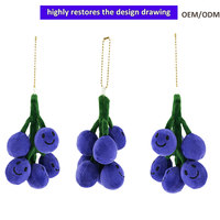 Porte-clés en peluche en forme de raisin, mignon, petit format, personnalisé, avec chaîne métallique, vente en gros