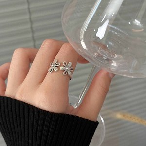 Yinruitai S925 Sterling Silver Flower <b>Open</b> <b>Ring</b> For Women Everyday Wear Korean Retro Style - Product Image 3