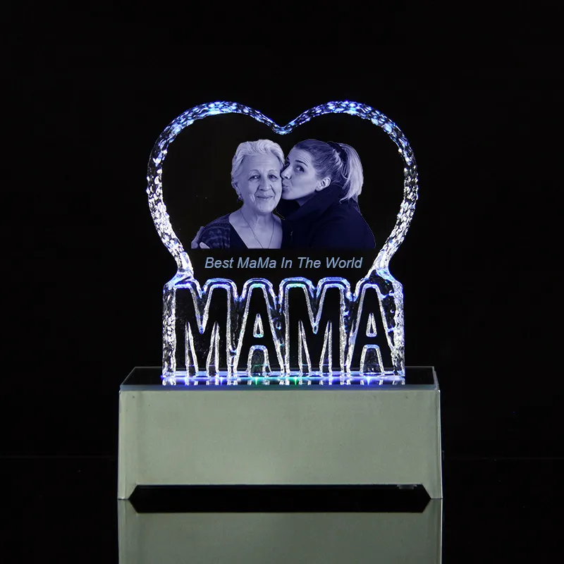 Gepersonaliseerde Fotolijst Blanco Kristal Mama Fotolijst Laser Gegraveerde Foto 'S Aangepaste Moederdag Geschenken