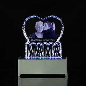 Moldura personalizada em branco cristal MAMA Photo Frame Laser gravado fotos personalizadas presentes do dia das mães