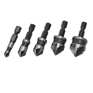 Juego de 5 brocas avellanadoras negras de 82 grados HSS con vástago hexagonal para aplicaciones de perforación industrial - Product Image 2