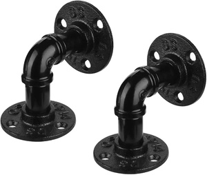 Ağır hizmet tipi rustik yüzer endüstriyel kaplamalı kaplama kıyafet rafı demir bakır siyah boru raf braketleri - Product Image 5