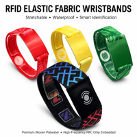 أساور معصم منسوجة عالية المرونة بتقنية RFID (موديل 511) مع شريحة NTAG213 بتردد 13.56 ميجاهرتز مقاومة للماء/العوامل الجوية لمدن الترفيه في قوانغدونغ شنتشن