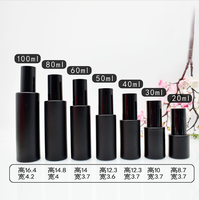 Flacon pulvérisateur en verre noir mat avec bouchon pour crème visage, capacités 30ml/50ml/60ml, impression sérigraphique