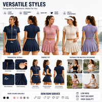 Ensemble deux pièces de sport pour femme avec logo personnalisé, veste zippée et jupe courte, tenue de fitness et yoga ajustée