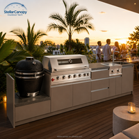 Conception de cuisine de luxe sur mesure, îlot de cuisine extérieur, îlot barbecue, cuisine extérieure en acier inoxydable imperméable