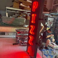 Mini enseigne LED verticale pour pizza, rouge, lumineuse, murale, pour magasin de nourriture, publicité extérieure, boîte lumineuse, signalétique