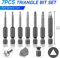 Jeu de 7 embouts de tournevis magnétiques triangulaires en acier allié S2, tige hexagonale de 1/4 pouce, embouts triangulaires de 50 mm pour perceuse électrique