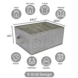Lot de 2 boîtes de rangement pliables en coton et lin grande capacité pour vêtements, jouets, accessoires pour animaux, tiroirs et jeans - Product Image 3