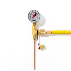 Vanne Tesmo avec manomètre intégré R410A R32, raccords de test en laiton pour le test des lignes de réfrigérant AC - Product Image 1