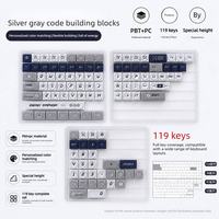 Building Block--Silver Gray Code Keycap XDA Profile PBT+PC Material 119Key Keycap Set for Mx Type Mechanical Keyboard