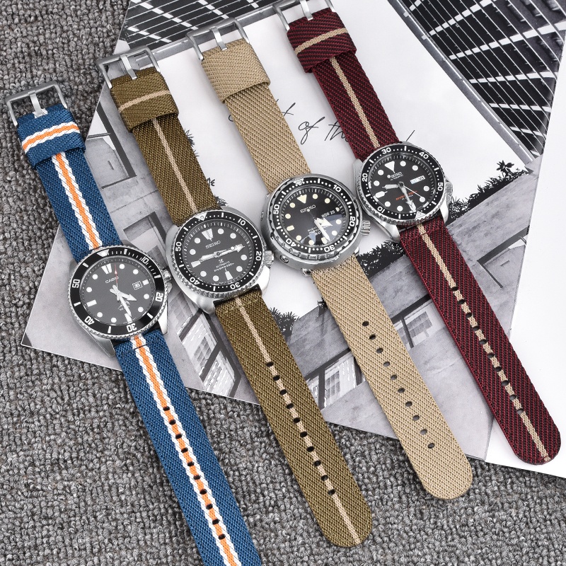 Black Silver Watch Buckle 18mm 20mm 22mm 24mm Quick Release Replacement Straps Woven Nylon Watch Bands