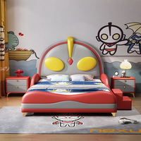 JINS Cartoon-Charakter Kinderbett aus Holz mit Stauraum, modernes und komfortables Design für Jungenzimmer, Kindergarten, Schule, Hotel