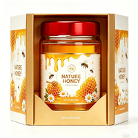 Vente en gros de pots en verre ergonomiques pour miel, confiture et sauce, écologiques, avec couvercle en plastique à torsion métallique profond, disponibles en 100ml, 180ml, 280ml, 380ml, 580ml, et pots droits.
