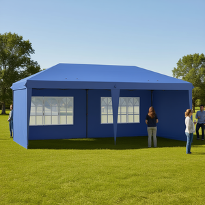Carpa Plegable Azul de 10x20 con 4 Paredes Laterales y Bolsa de Transporte para Eventos al Aire Libre - Product Image 2